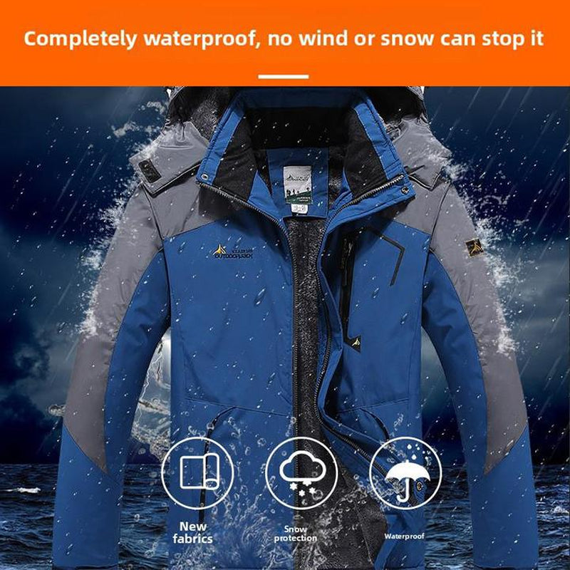 BIGWIG Men'S Waterproof Ski Snow Jacket 【Plus Size,M-6Xl】Mountain Rain Jackets Fleece Outwear with Muti Pockets Winter Coat Outdoor Clothing Windbreaker Fits