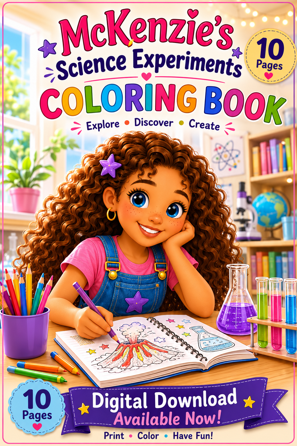 McKenzie's Science Experiments Coloring Book | 10 Printable STEM Coloring Pages