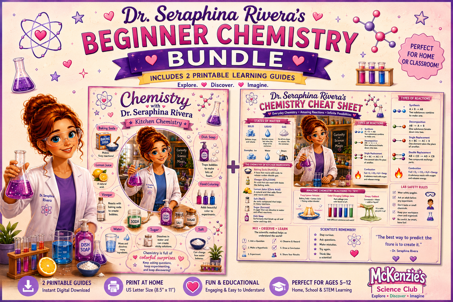 Dr. Seraphina Rivera's Beginner Chemistry Bundle | 2 Printable Learning Guides for Kids