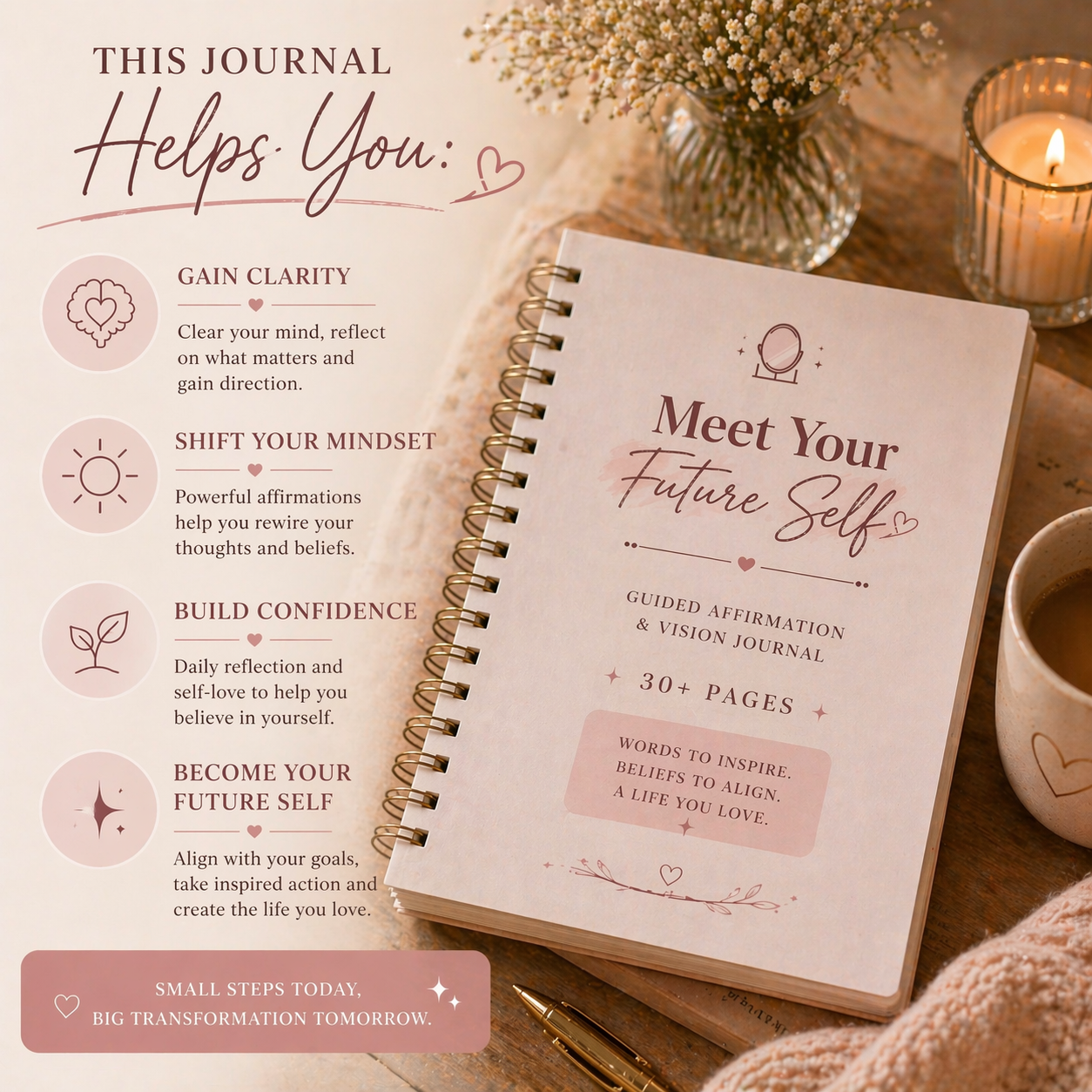 Meet Your Future Self | Soft Life Affirmation & Vision Journal | Digital Download