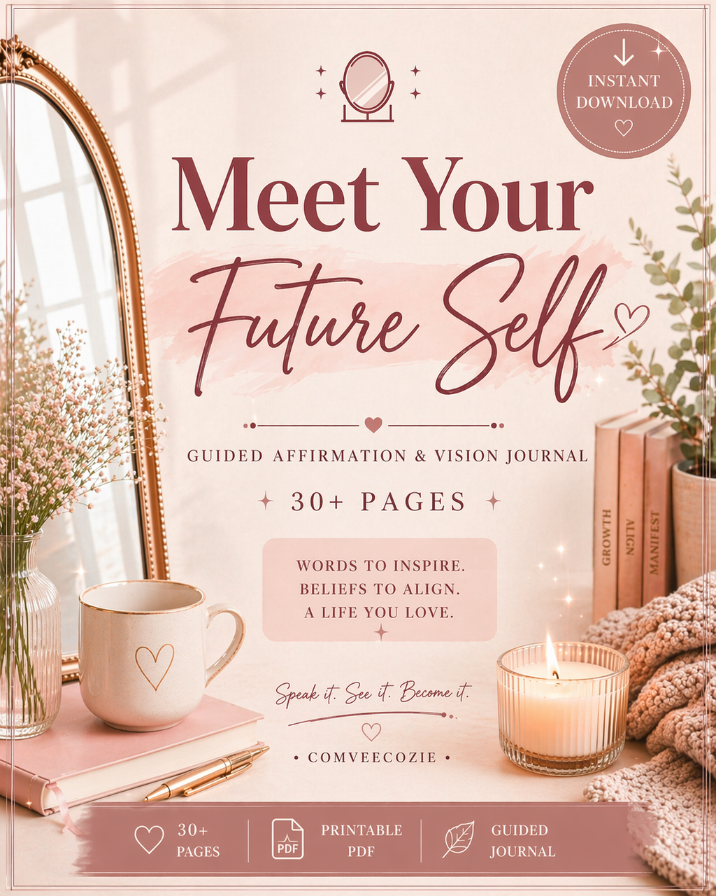 Meet Your Future Self | Soft Life Affirmation & Vision Journal | Digital Download