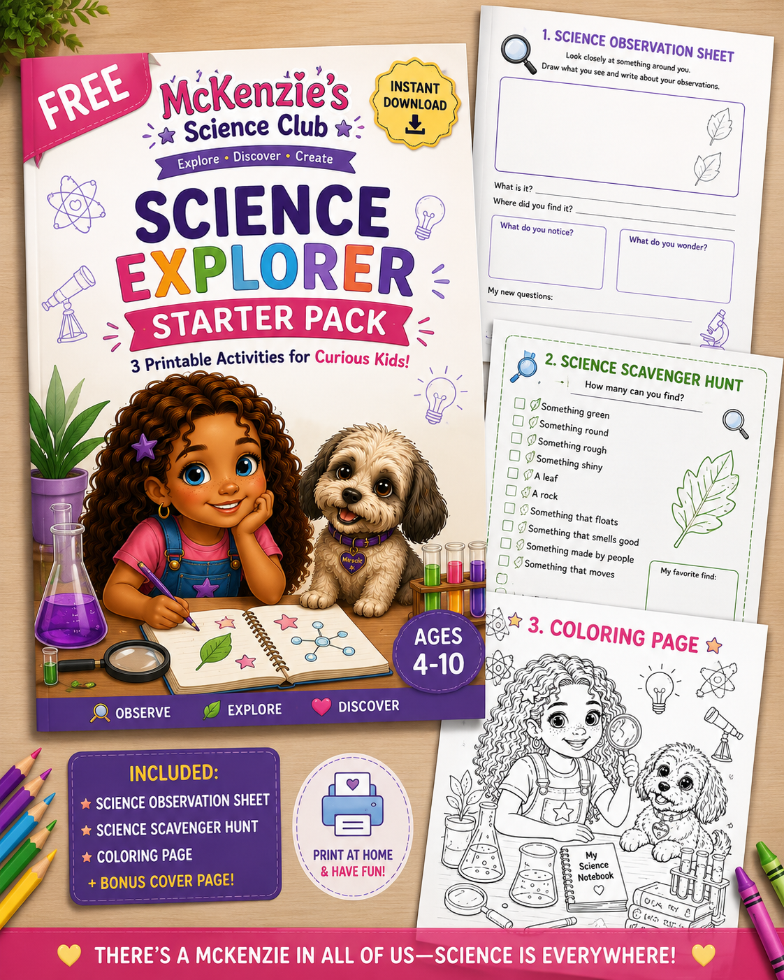 FREE McKenzie's Science Explorer Starter Pack | Printable STEM Activities