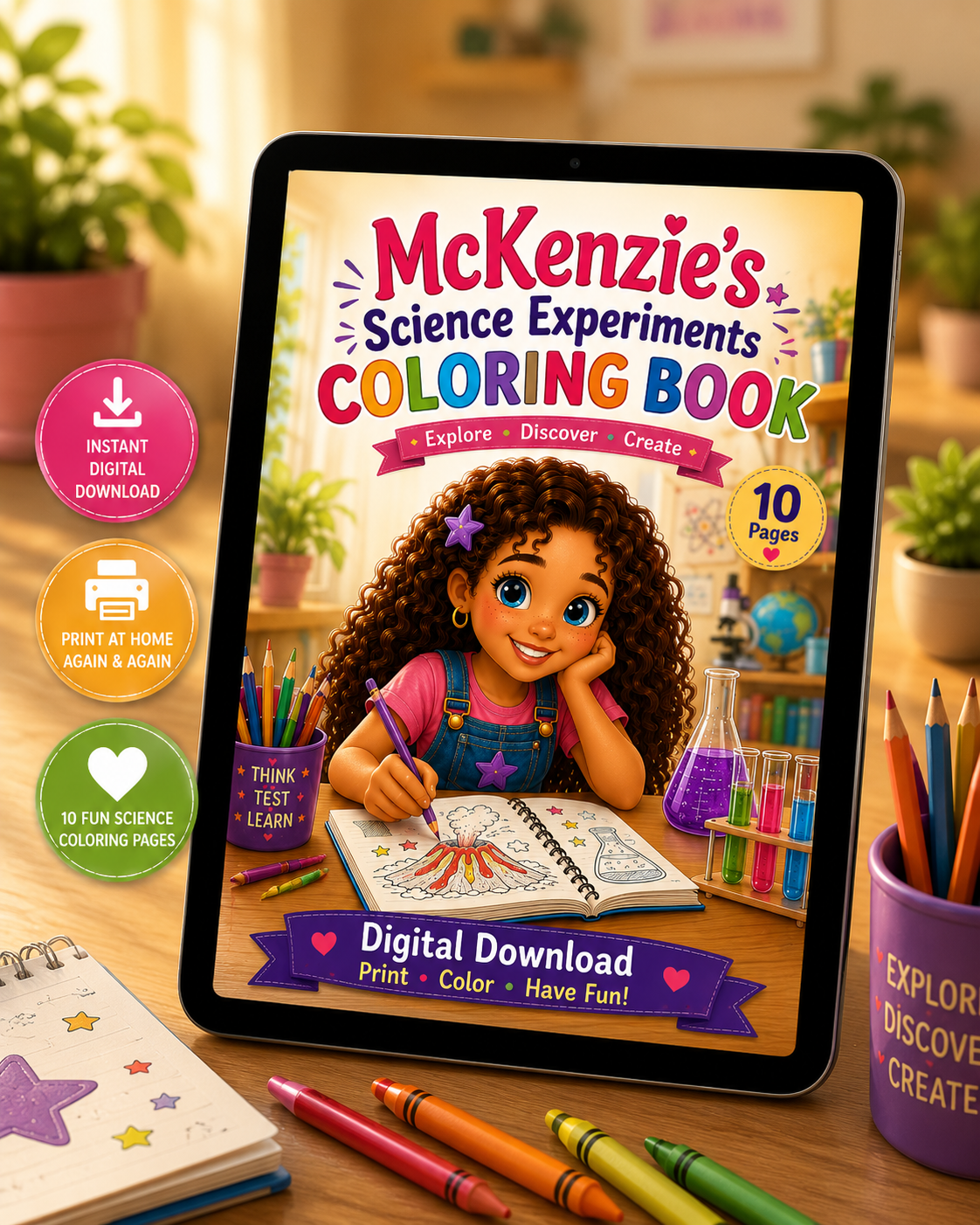 McKenzie's Science Experiments Coloring Book | 10 Printable STEM Coloring Pages