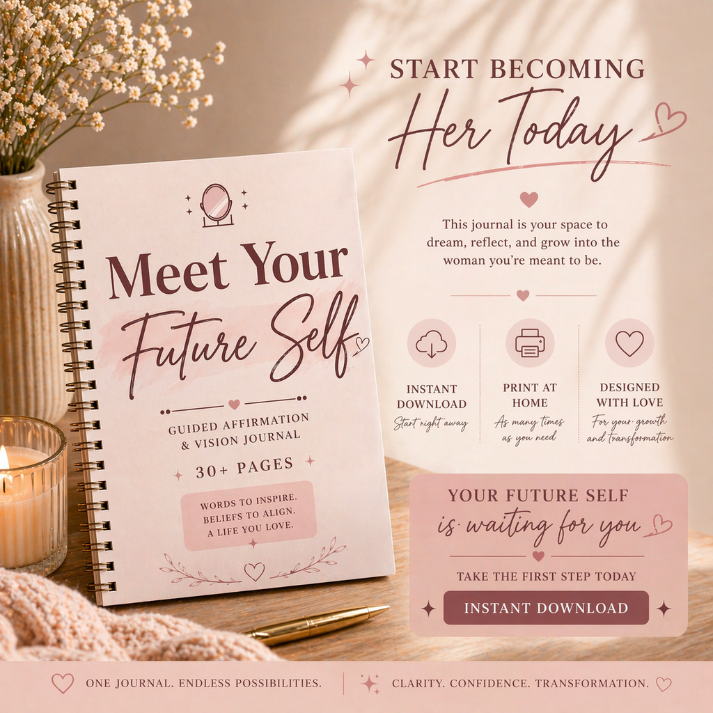 Meet Your Future Self | Soft Life Affirmation & Vision Journal | Digital Download