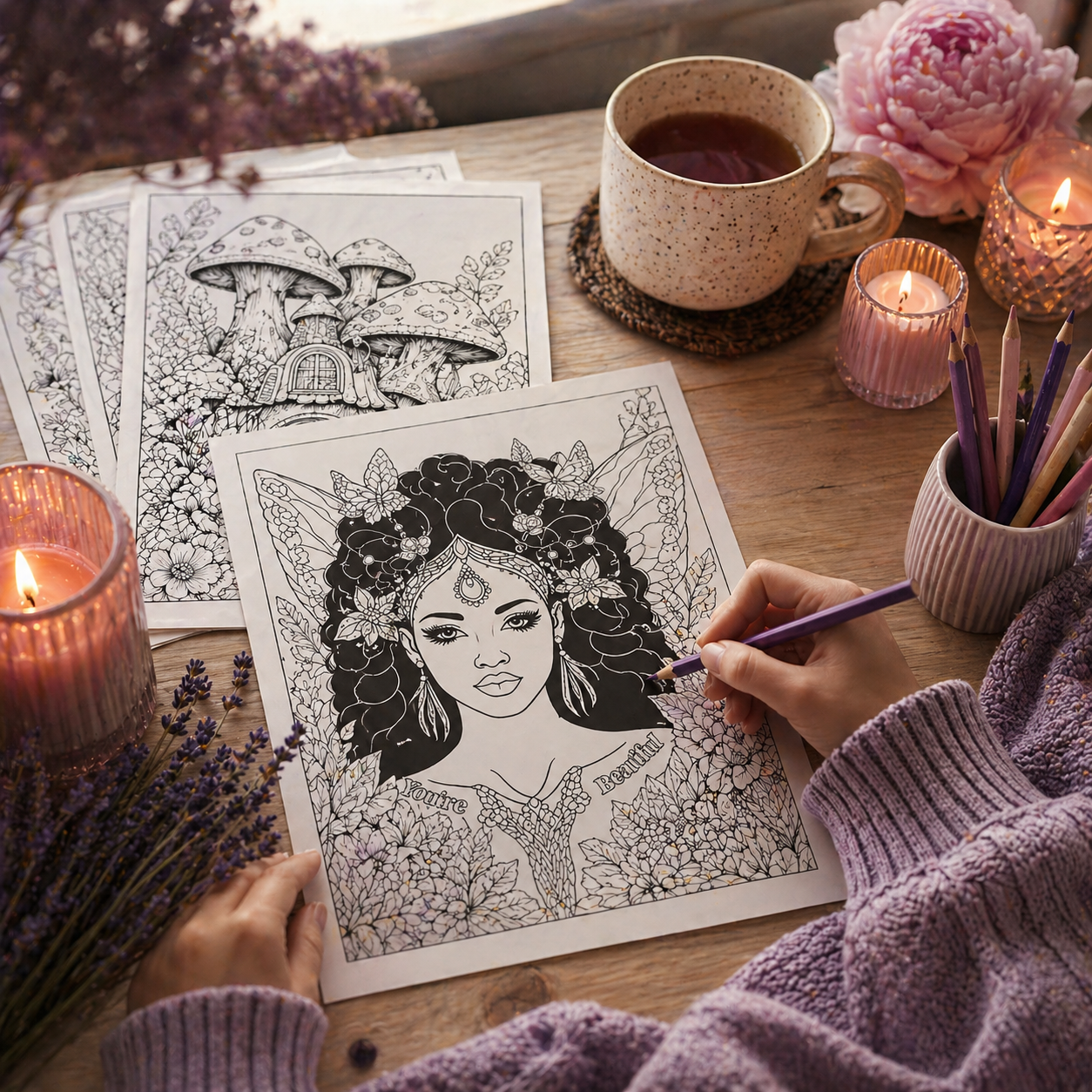 Look Within Coloring Pages 💜 Printable Self Care Coloring Book – Instant Download