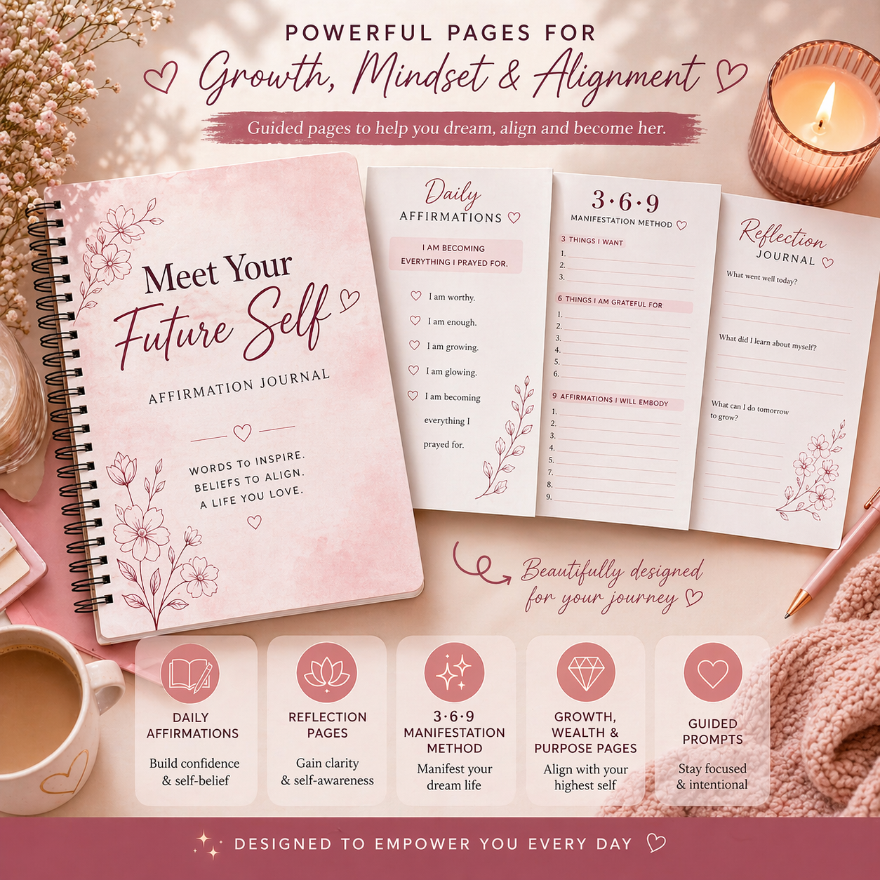 Becoming Her Bundle 💫 (Affirmations + Sticker Set)