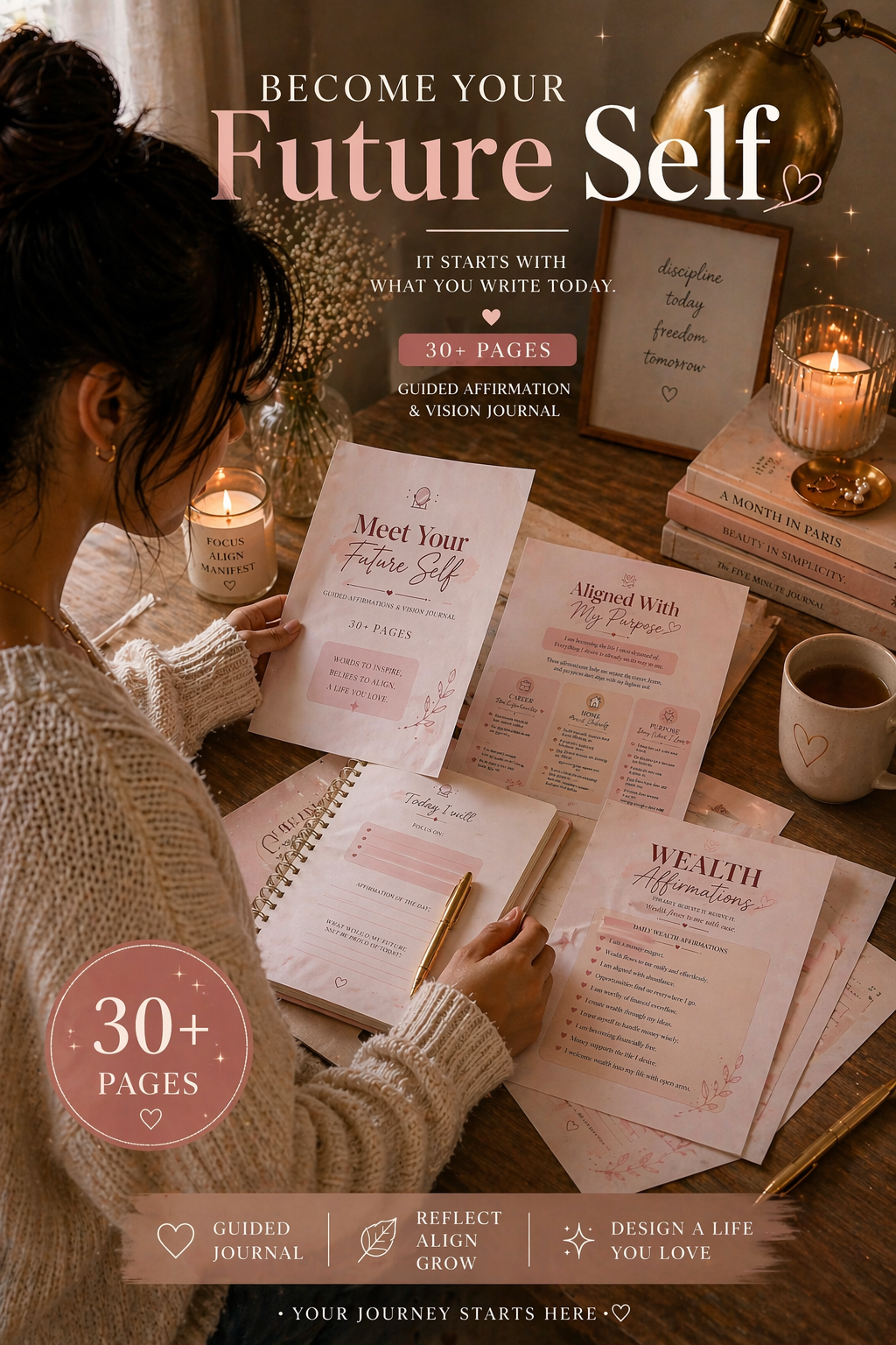 Meet Your Future Self | Soft Life Affirmation & Vision Journal | Digital Download