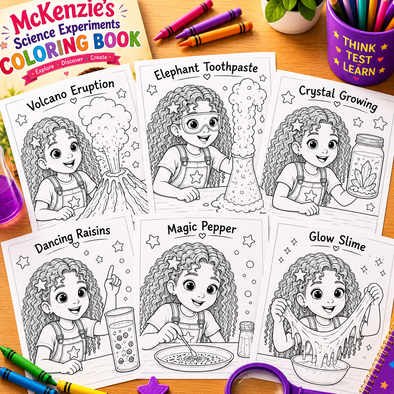 McKenzie's Science Experiments Coloring Book | 10 Printable STEM Coloring Pages