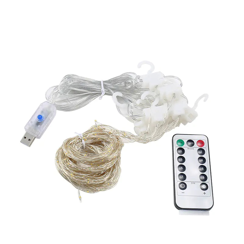 LED Curtain Fairy Lights with USB Remote Control