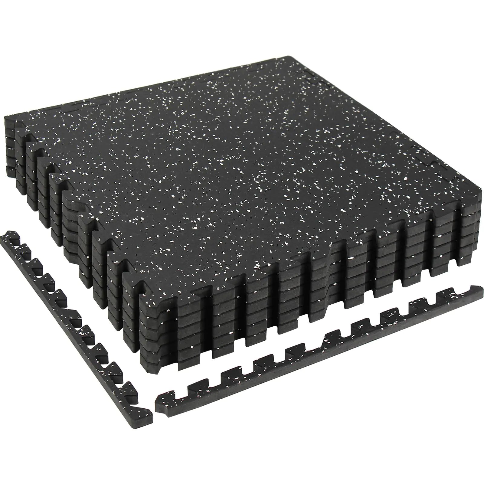 HIAARO 0.5in Thick 24 Sq Ft Exercise Equipment Mats 6 Tiles Rubber Top EVA Foam Workout Mats Interlocking Gym Flooring for Home Gym 24 x 24in Black & White
